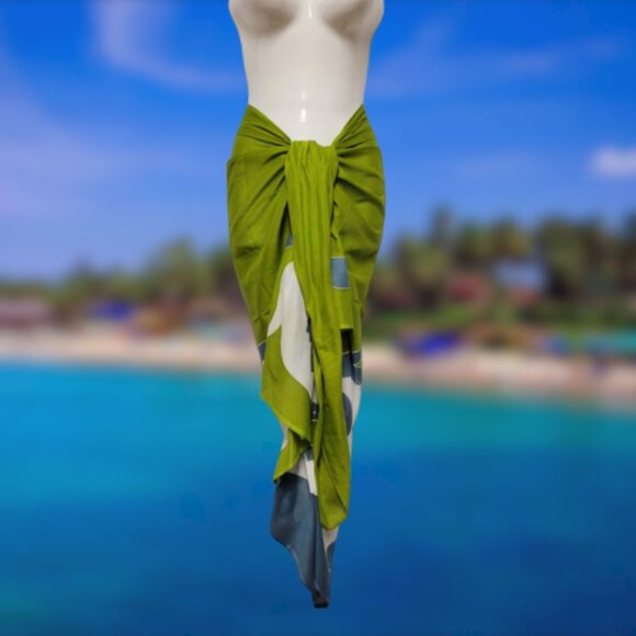 Cover Up Handpainted Cotton Batik Coverups Strapless Dress Wrapskirt Home Accent - Picture 5 of 7